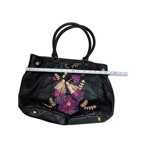 Isabella Fiore vintage leather tossled floral handbag purse SKU 3227 - Picture 3 of 16